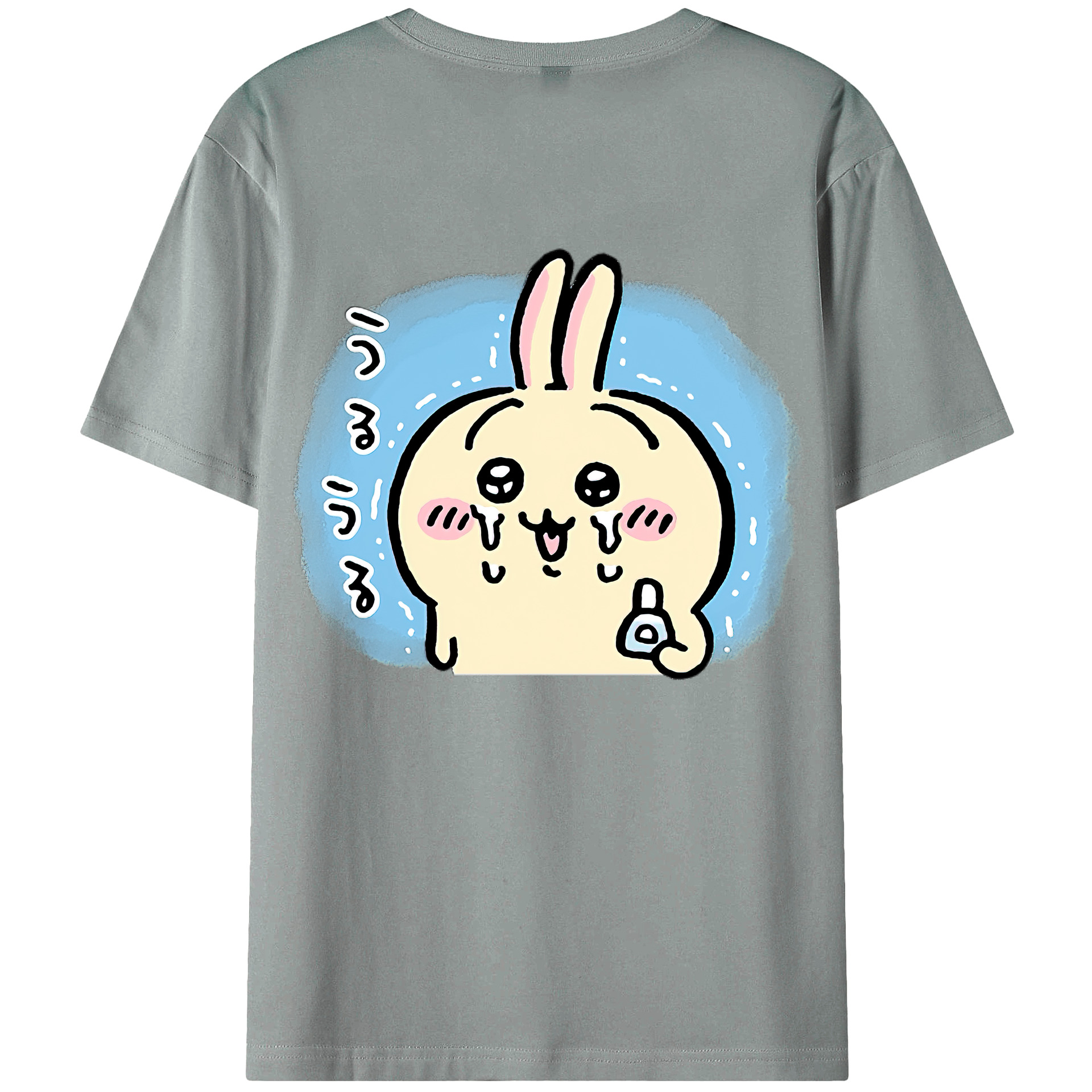 （画像用） ちいかわ うさぎ Chii-kawa usagi 綿100％ メンズ半袖Tシャツ（バックプリント） 通気性